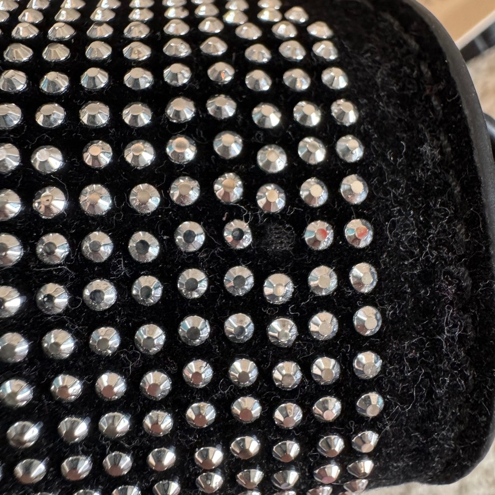 Valentino Orlandi Italy Black Rhinestone Embellished Crossbody Bag - Picture 7 of 11